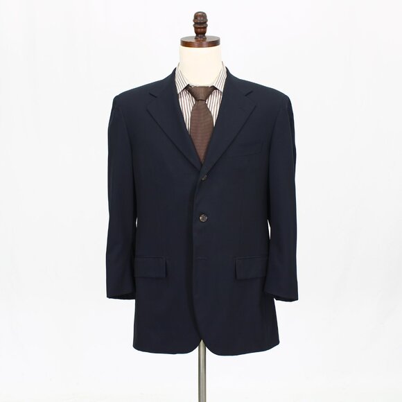 Hugo Boss 40R Navy Solid 3-Button Sport Coat Blazer Jacket G869